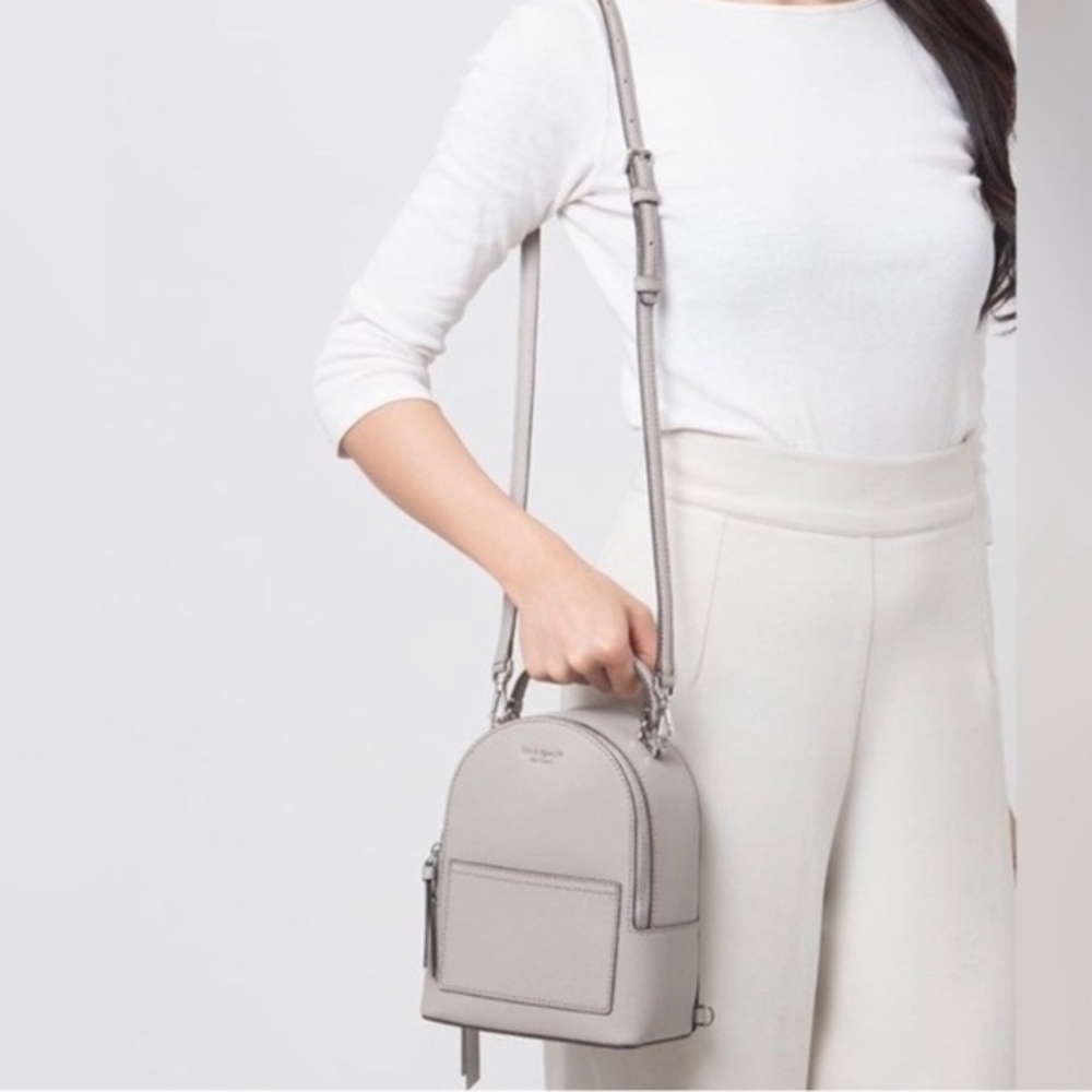 KATE SPADE New York Cameron Mini Convertible Backpack Sling Crossbody SOFT TAUPE - Picture 3 of 17